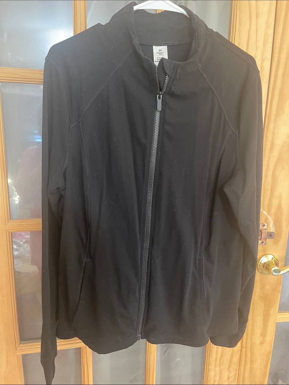 113. Women's Black Bomber Jacket - Classic Zip Front